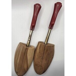 VTG 60s/70s Florsheim Travel Tree Shoe Stretchers 2 Pair Red Maroon Handle Cedar